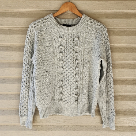 J. Crew Popcorn cable knit gray sweater - Picture 7 of 16